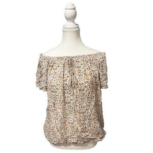 Baby & Chloe Off Shoulder Floral Bubble Hem Top Rayon Size L